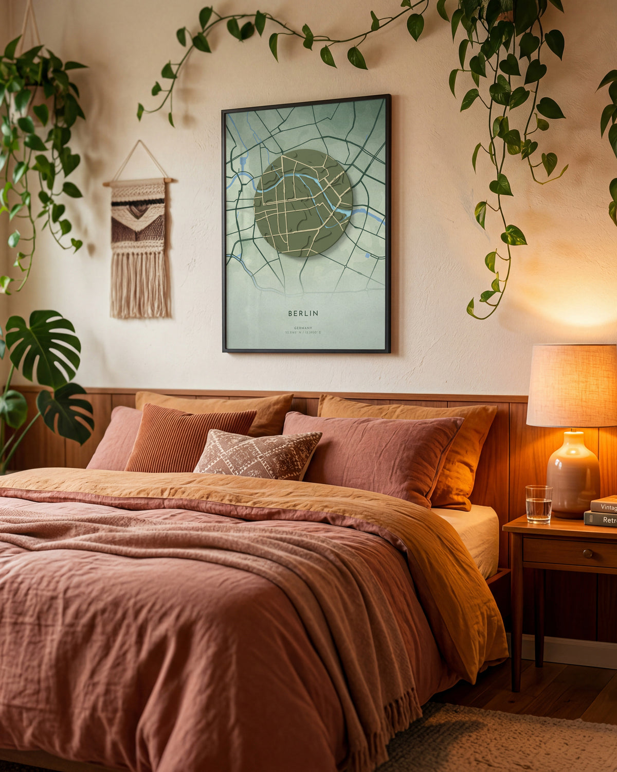 Berlin 3D relief map in Taiga, framed in a room